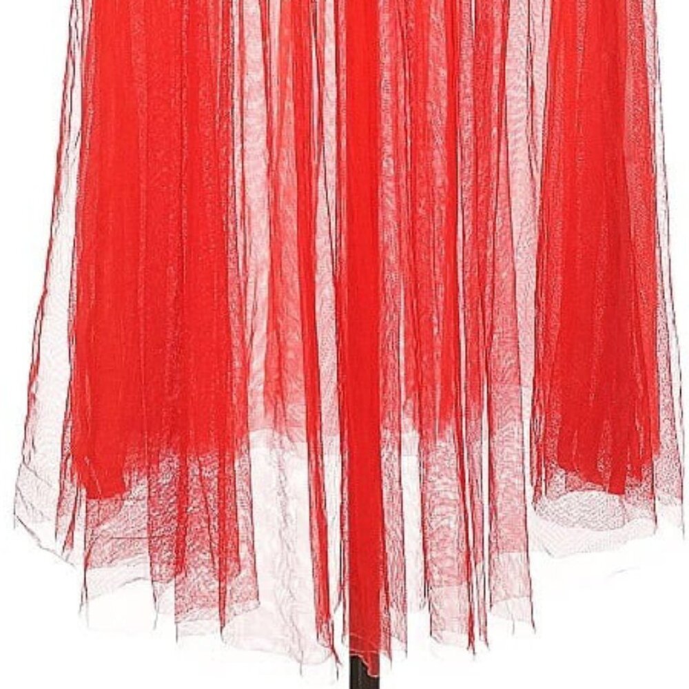 💥HOT ITEM!💥ADIDAS Edgy Chic Pleated Tulle Midi Skirt in Bright Red - Picture 14 of 14